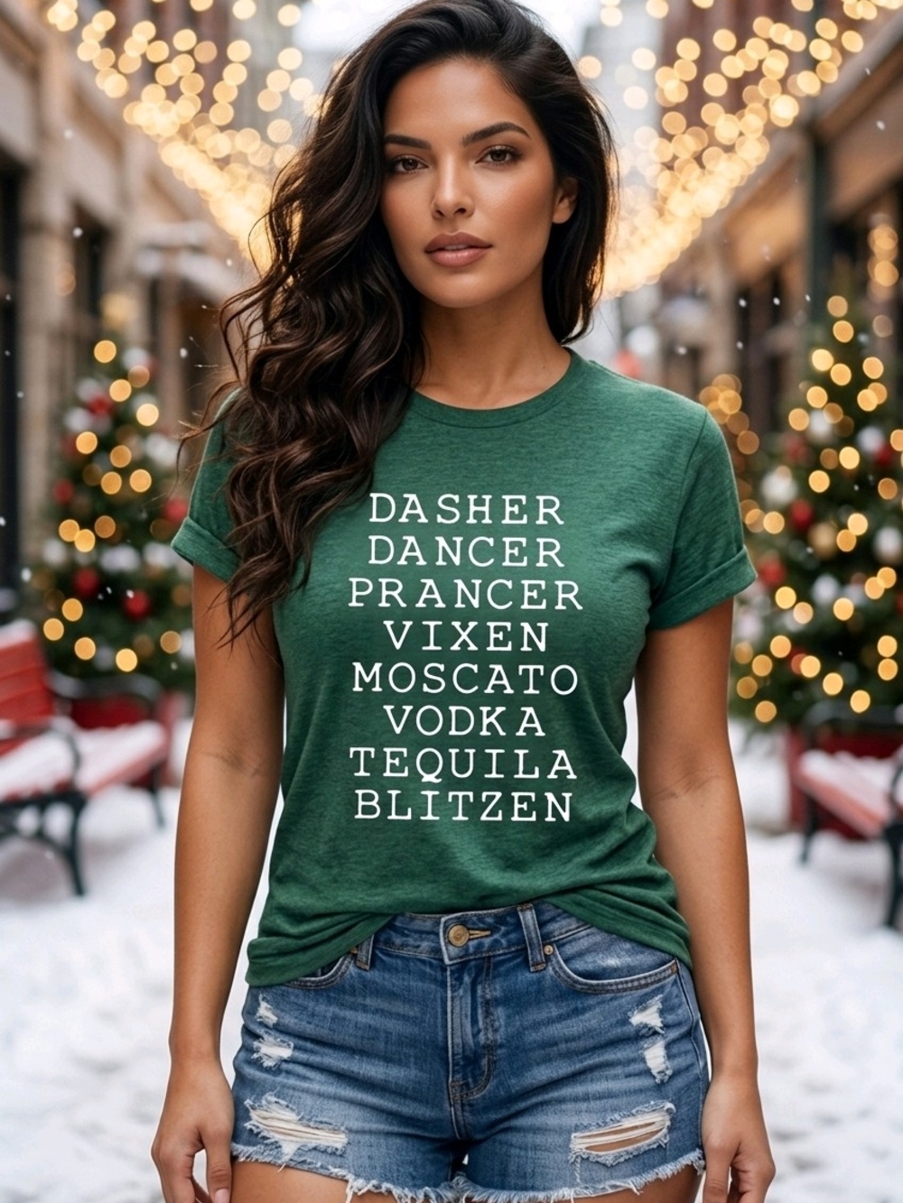 Holiday Reindeer & Drinks Graphic Tee